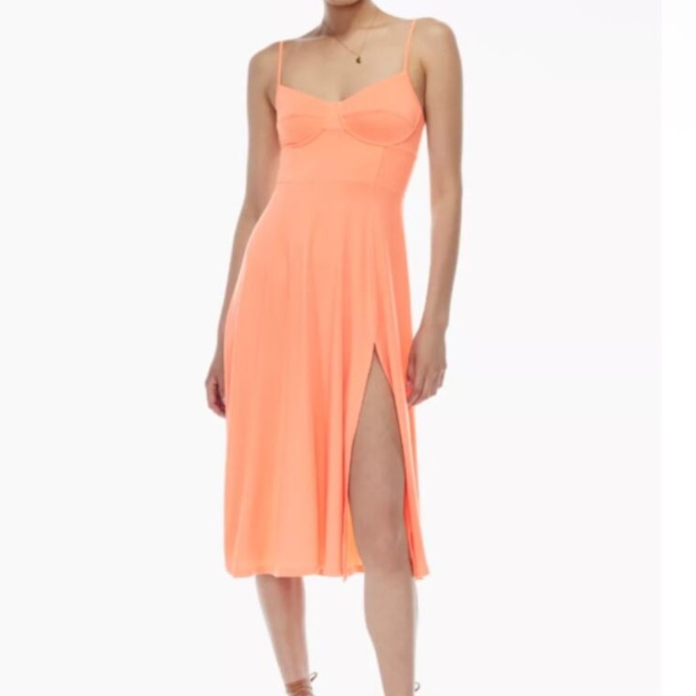 Wilfred Aritzia Montague Balconette Orange Midi Slit Dress